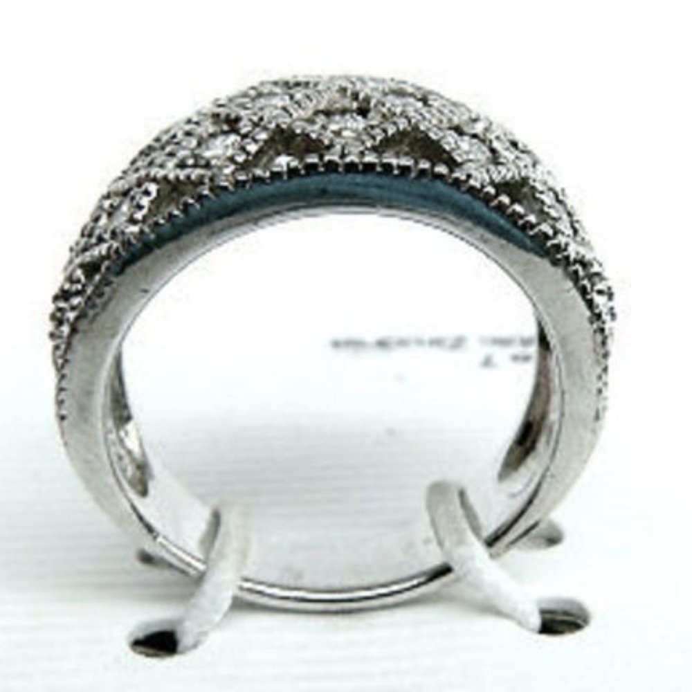 Sterling silver Wide  Band milgrain ring size 7 - Picture 6 of 6